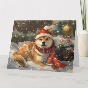 Carte Shiba Inu Chien Festive de Noël
