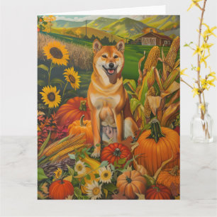 Carte Shiba Inu Chien Récolte d'automne Thanksgiving