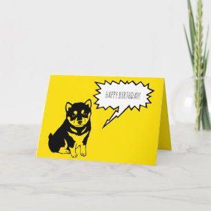 Carte Shiba Inu Discours Bubbles Joyeux voeux d'annivers