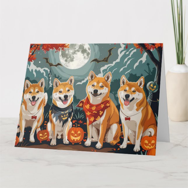 Carte Shiba Inu Halloween Éffrayant (Devant)