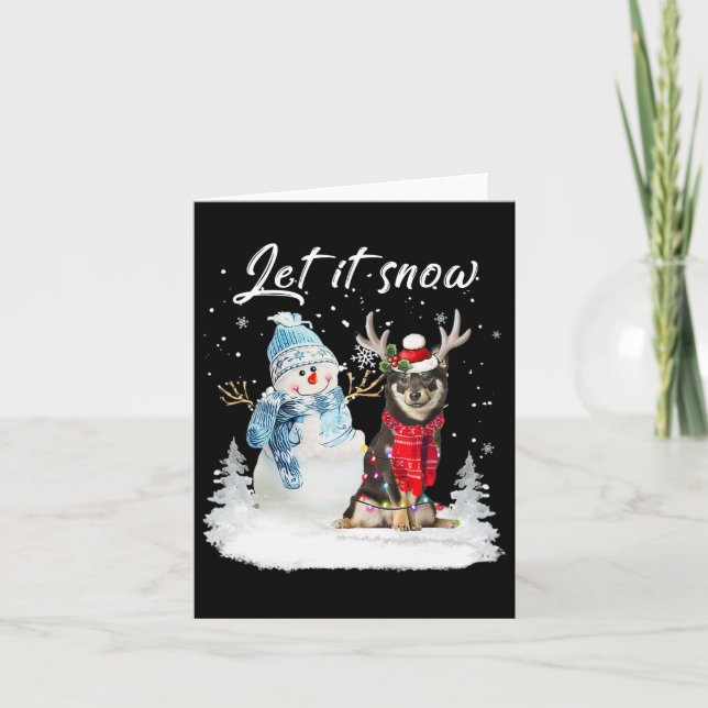 Carte Shiba Inu Père Noël Chien Noël Snowman Xmas Pyjama (Devant)