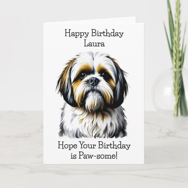 Carte Shih Tzu Amoureux de les chiens Personnalisé Anniv (Devant)