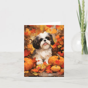 Carte Shih Tzu Automne Thanksgiving
