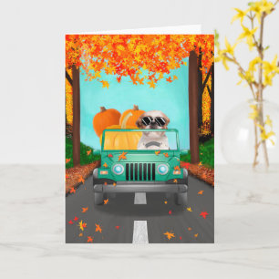 Carte Shih Tzu Chien Citrouille Automne