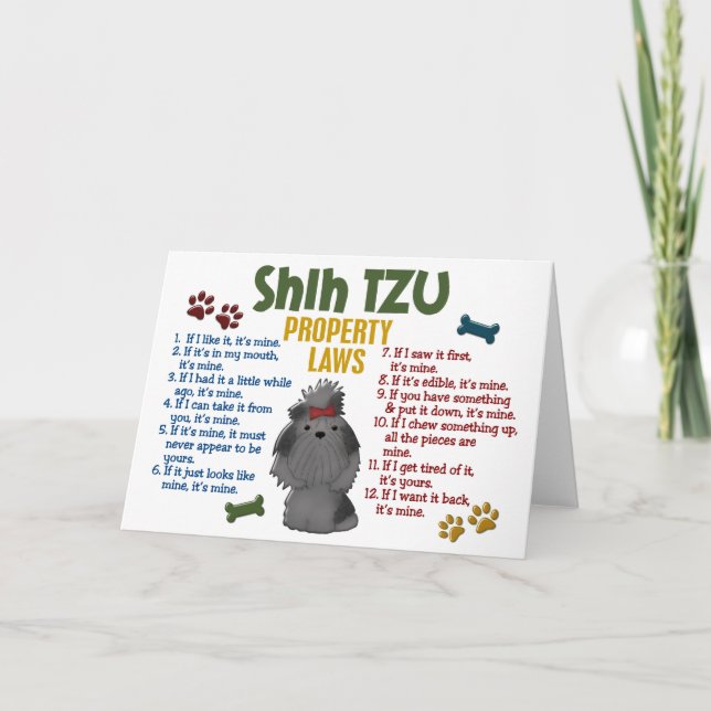 Carte Shih Tzu, propriété Lois 4 (Devant)