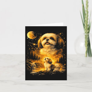 Carte Shih Tzu vintage des années 90 hurlant à la lune C