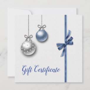 Carte Shiny Elegant Christmas Balls Certificat cadeau