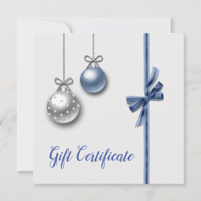 Carte Shiny Elegant Christmas Balls Certificat cadeau (Devant)