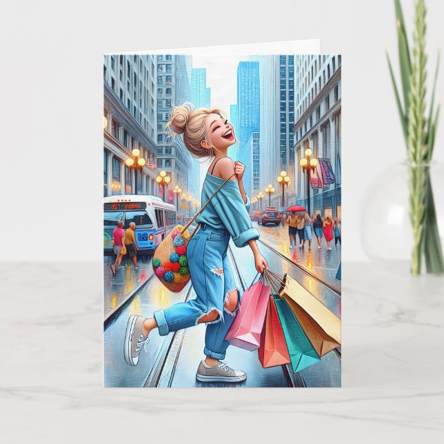 Carte Shopping Fille Anniversaire (Devant)