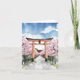 Carte Shrine Fushimi Inari Kyoto Japon Aquarelle