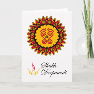 Carte Shubh Deepawali, Diwali, les empreintes de pas de