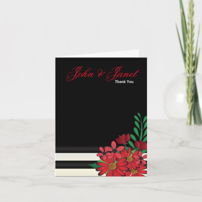 Carte Si Floral Mariage Rouge (Devant)