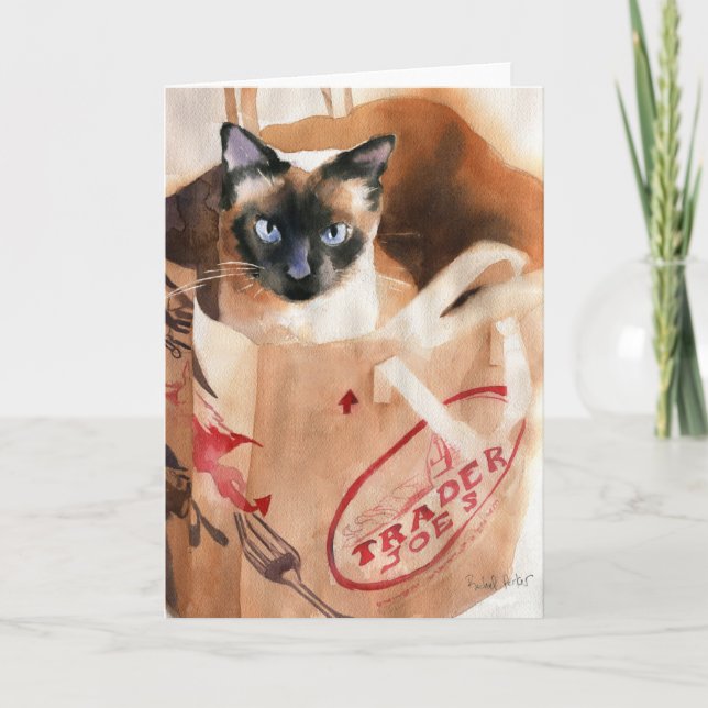 Carte Siamese à tête d'apple en sac (Devant)
