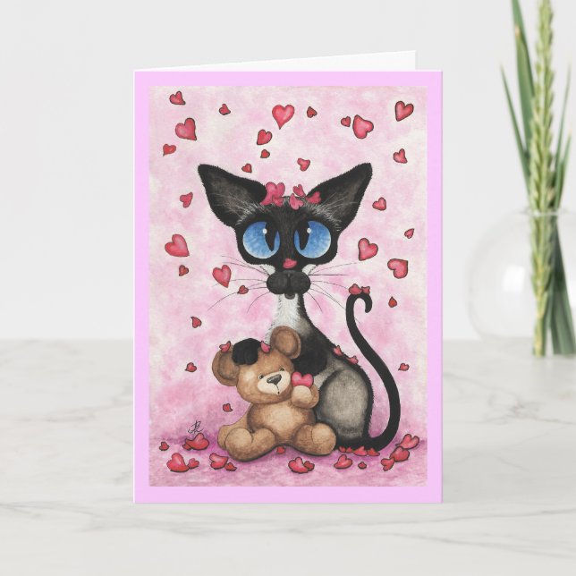 Carte Siamese Cat Valentine's Day Card (Devant)