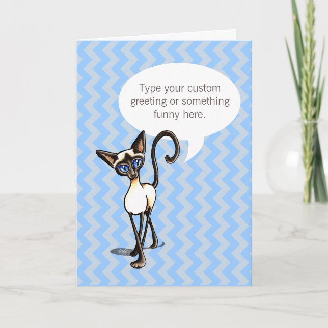 Carte Siamese Chat Parle De Votre Salutation Personnalis (Devant)