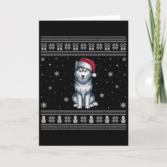 Carte Siberian Husky Dog Lovers Men Women Santa Ugly Xma (Devant)