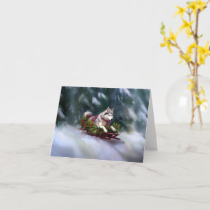 Carte Sibérien Husky neige de Noël hiver