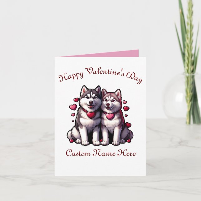 Carte Sibérien Husky Valentine couple (Devant)
