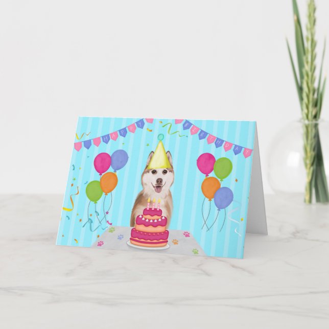 Carte Sibérienne Husky Anniversaire (Devant)