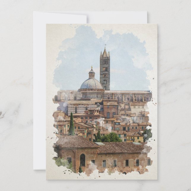Carte Sienne Italie Aquarelle Art (Devant)