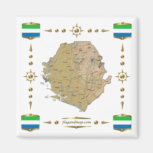 Carte Sierra Leone + Magnet des drapeaux (Devant)