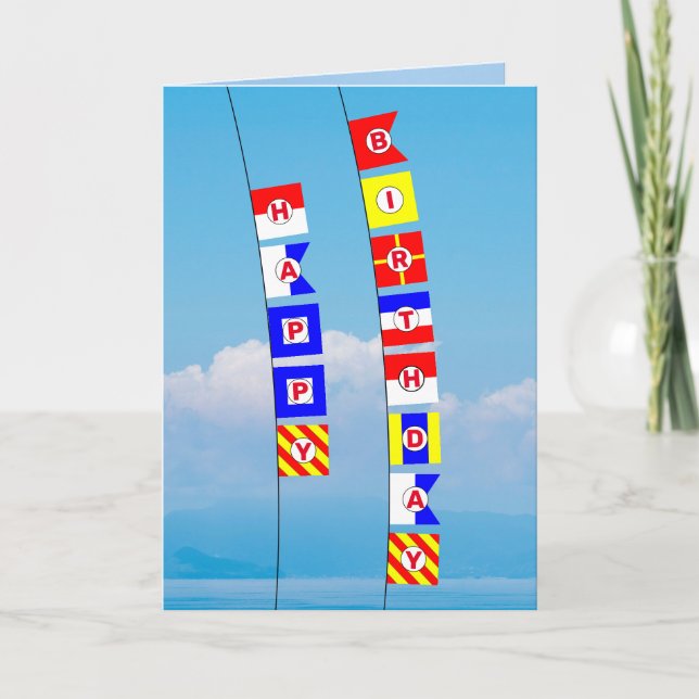 Carte Signal Nautique Drapeau Joyeux voeux d'anniversair (Devant)