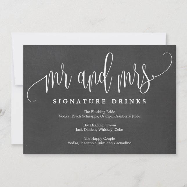 Carte Signature mariage Boissons Signal - Belle Calligra (Devant)