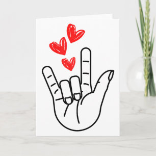 Carte Signe de la main Je t'aime Cœur Femmes Filles Sain