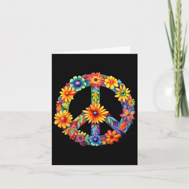 Carte Signe de Paix Amour 60s 70s Groovy Costume de Hipp (Devant)