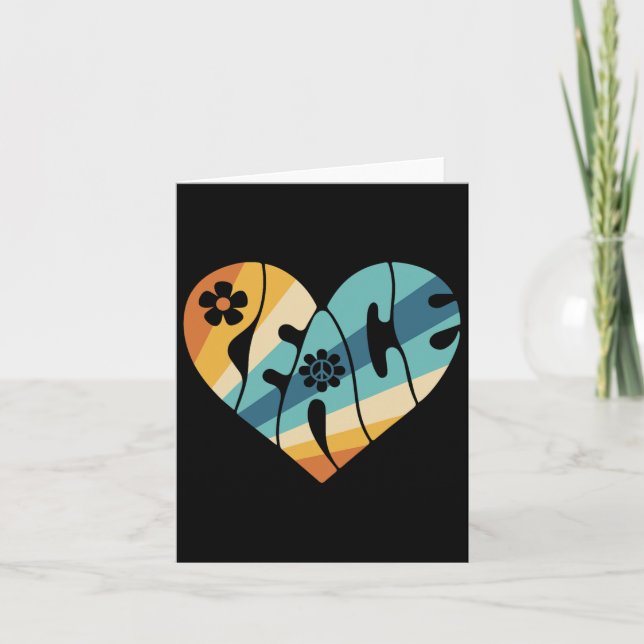 Carte Signe de Paix Amour 60s 70s Groovy Costume Hippie  (Devant)