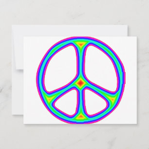 Carte Signe de paix arc-en-ciel Tie Dye Hippie des année