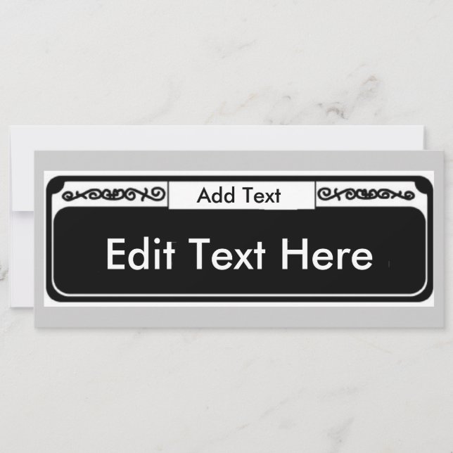 Carte Signe de rue vide, Modifier le texte ici, Ajouter  (Devant)