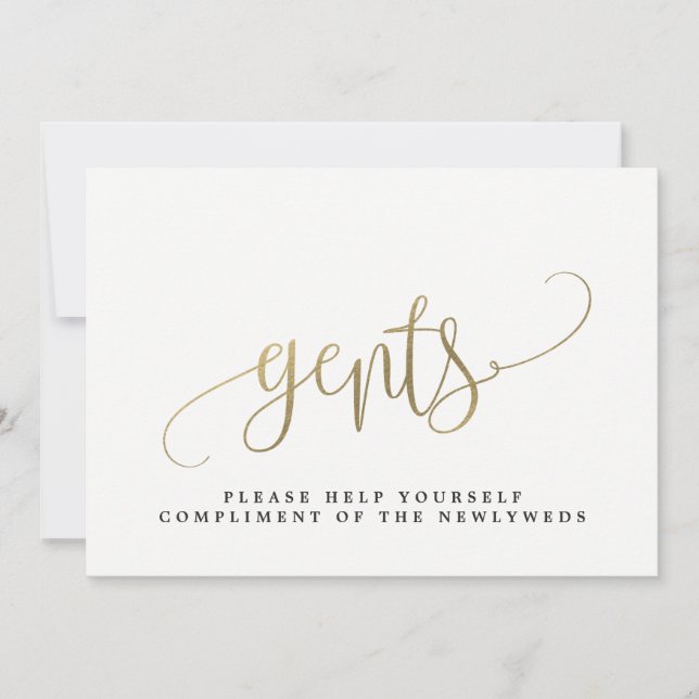 Carte Signe de salle de bain Mariage Gents - Belle calli (Devant)