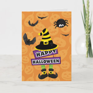 Carte Signe de sorcière de citrouille de Halloween