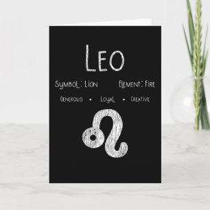 Carte Signe du zodiaque Lion Feu Astrologie Cadeau d'ann
