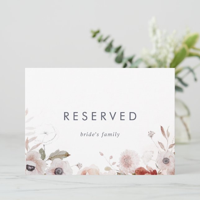 Carte Signe floral simple réservé (Debout devant)