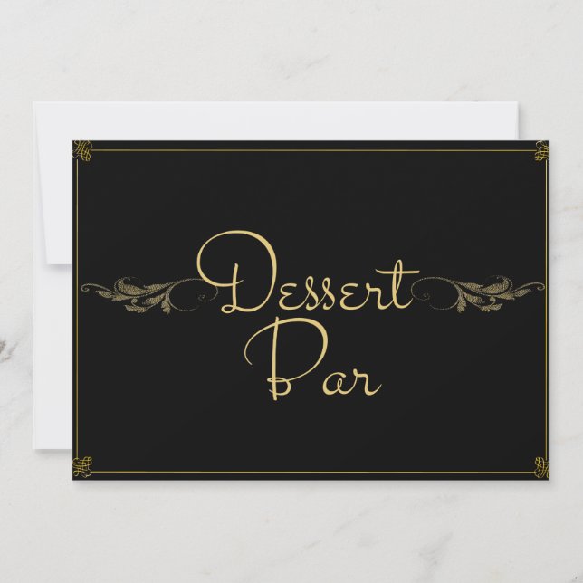Carte SIGNE Mariage Royal Black Gold Dessert Bar (Devant)