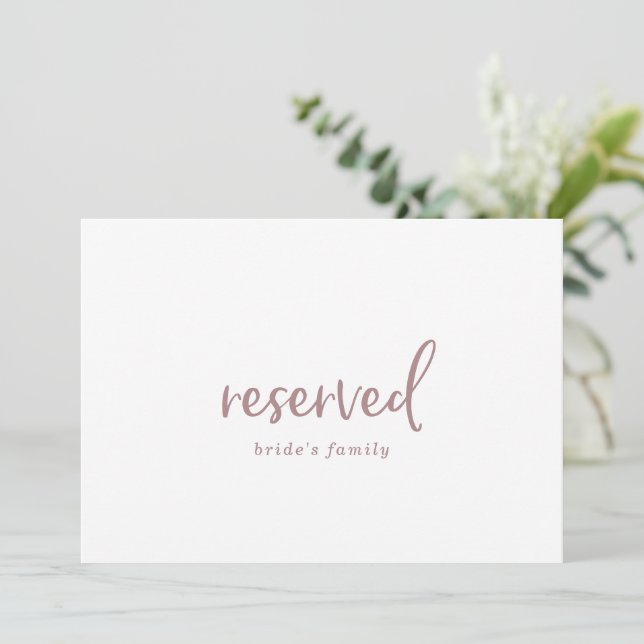 Carte Signe réservé en or Rose rustique (Debout devant)