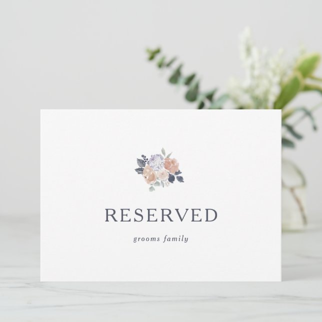 Carte SIGNE RÉSERVÉ Floral Rustique Simple (Debout devant)