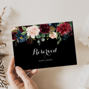 Carte SIGNE RÉSERVÉ Mariage botanique noir rustique