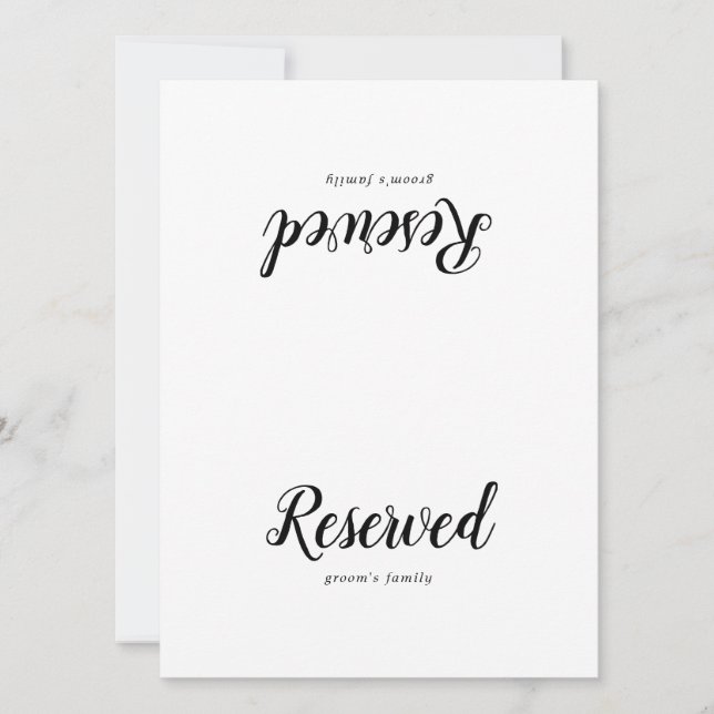Carte SIGNE RÉSERVÉ Mariage minimaliste simple (Devant)