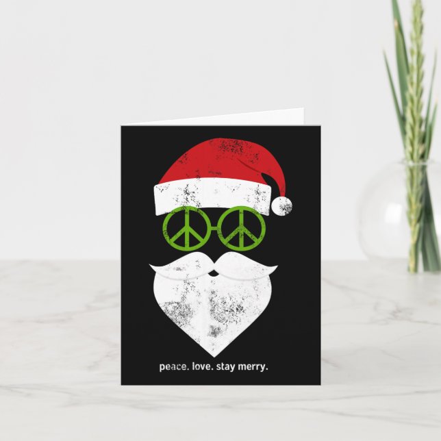 Carte SIGNE Super de Paix Hippie Père Noël Noël drôle (Devant)