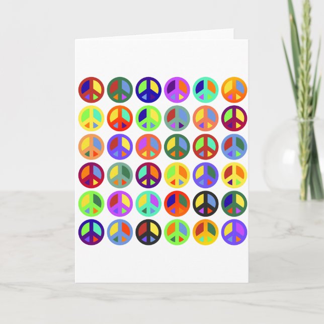 Carte Signes de paix colorés (Devant)
