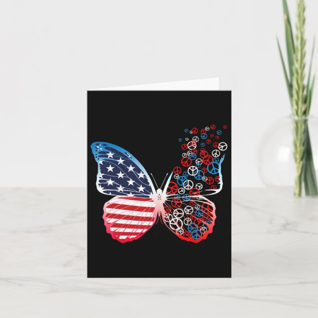 Carte Signes de paix patriotique papillon 4 juillet nous (Devant)