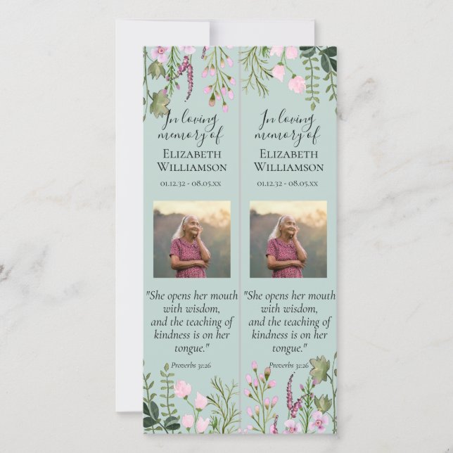Carte Signet de citation de photo de célébration florale (Devant)
