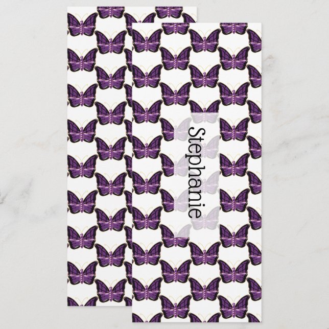 Carte Signet de conception papillon violet (Devant / Derrière)