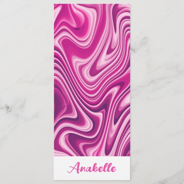 Carte Signet en marbre liquide rose chaud personnalisé (Devant)
