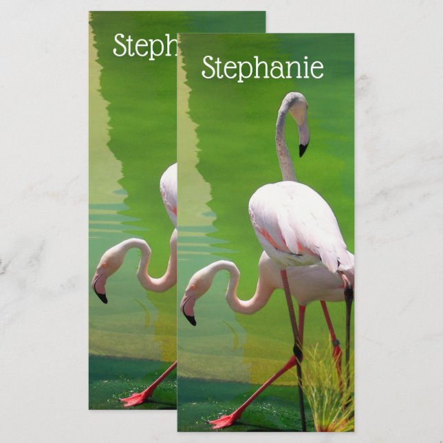 Carte Signet Flamants roses de conception (Devant / Derrière)