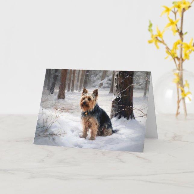 Carte Silencieux Terrier Laisser Il Neige Noël (Fleur jaune)