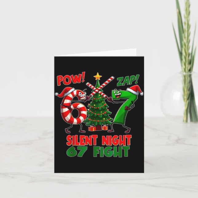 Carte Silent Night Christmas Tree 67 Pajamas Funny Six S (Devant)